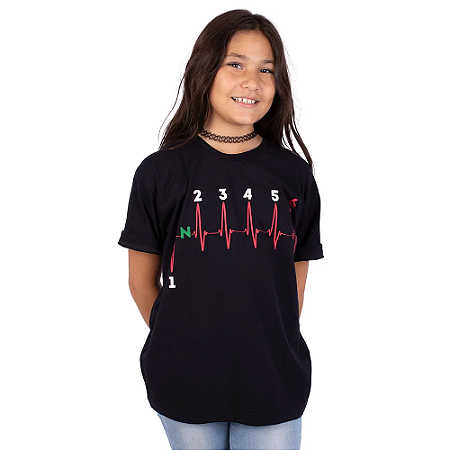 Camiseta Juvenil Moto Marcha 6V Preta