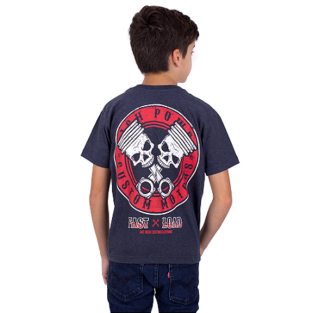 Camiseta Juvenil Piston Skull Marinho Indigo