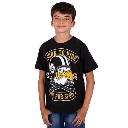 Camiseta Juvenil Smoke Eagle Preta Jaguar