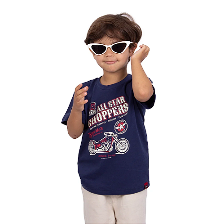 Camiseta Infantil Moto All Star Choppers Marinho