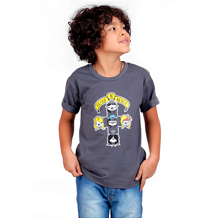 Camiseta Infantil Bears N' Roses Chumbo