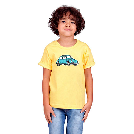 Camiseta Infantil Fusca Amarela.