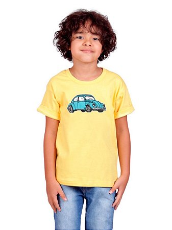 Camiseta Infantil Fusca Amarela - Receba em Casa - Art Rock Camisetas