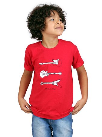Camiseta Infantil Futuro Guitarrista Vermelha.