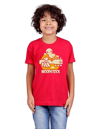 Camiseta Infantil Woodstock Vermelha.