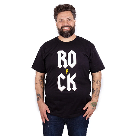 Camiseta Plus Size Rock Vert Preta.