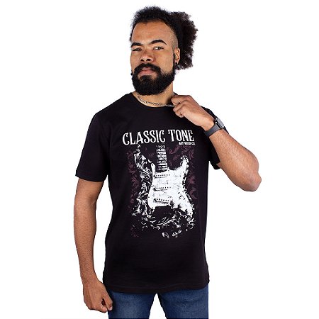 Camiseta Guitarra Classic Tone Preta.