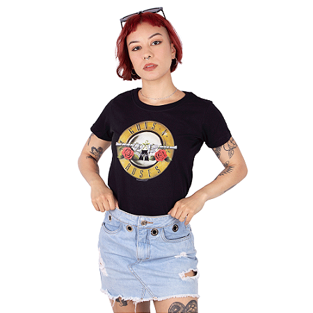 Camiseta Feminina Guns N' Roses Preta Oficial