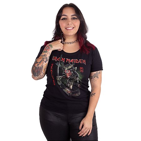 Camiseta Feminina Iron Maiden Senjutsu Preta Oficial