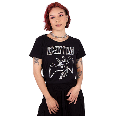 Camiseta Feminina Led Zeppelin Preta Oficial