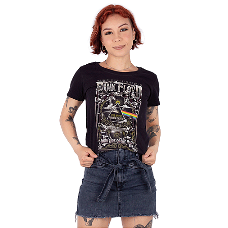 Camiseta Feminina Pink Floyd Carnegie Hall Preta Oficial
