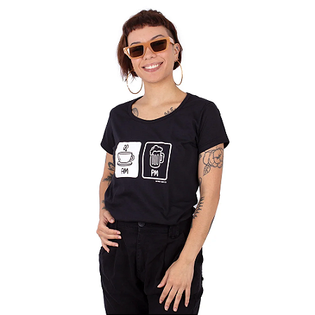 Camiseta Feminina Cerveja AM PM Preta