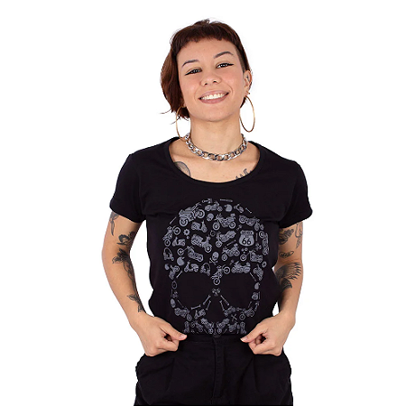 Camiseta Feminina Moto Icon Preta