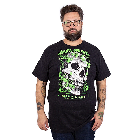 Camiseta Plus Size Caveira Madness Preto Jaguar.