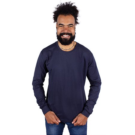 Camiseta Manga Longa Básica Marinho