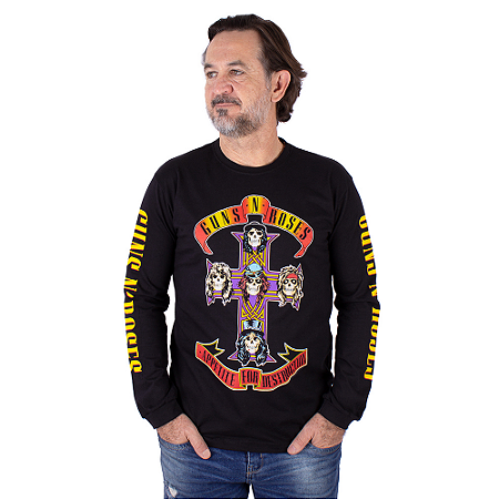 Camiseta Manga Longa Guns N' Roses Preta Oficial