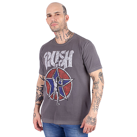 Camiseta Rush Estonada Premium Cinza Oficial