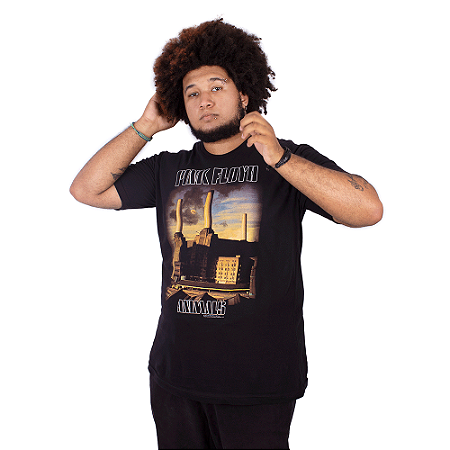 Camiseta Plus Size Pink Floyd Animals Preta Oficial