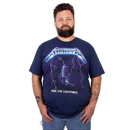Camiseta Plus Size Metallica Ride The Lightning Marinho Oficial