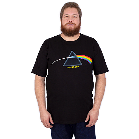Camiseta Plus Size Pink Floyd Dark Side Prism Preta Oficial