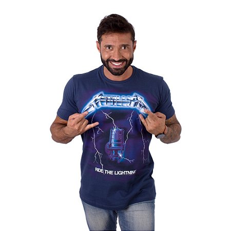 Camiseta Metallica Ride The Lightning Marinho Oficial