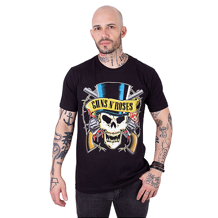 Camiseta Guns N' Roses Top Hat Preta Oficial