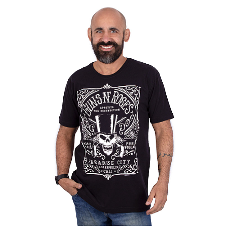 Camiseta Guns N Roses Paradise City Preta Oficial