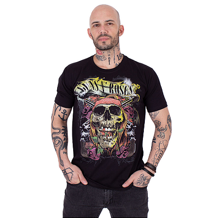Camiseta Guns N' Roses Caveira Preta Oficial