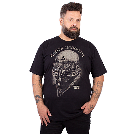 Camiseta Plus Size Black Sabbath Máscara Tour 78 Preta Oficial