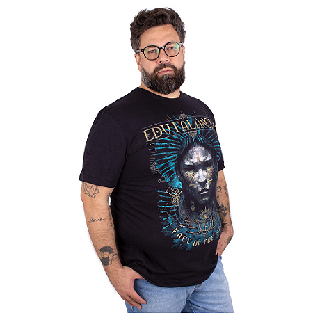 Camiseta Plus Size Edu Falaschi Face Of The Storm Preta Oficial