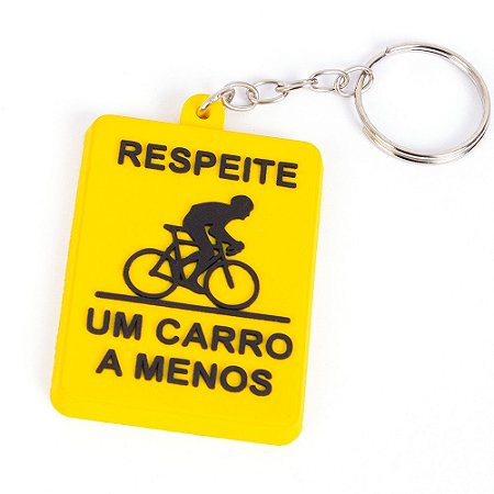 Chaveiro Bicicleta Respeite Amarelo Emborrachado