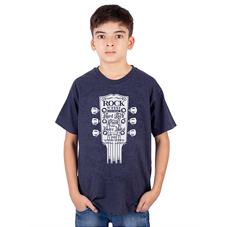 Camiseta Juvenil Guitarra Rock Fest Marinho Indigo