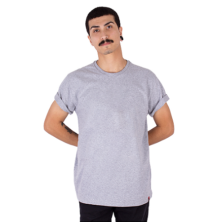 Camiseta Mesclada Premium Cinza.