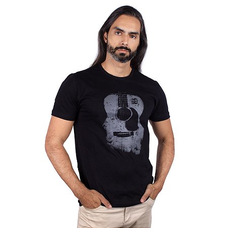 Camiseta Violão Preta.