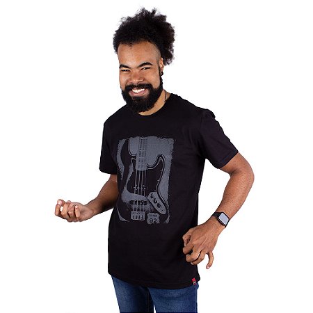 Camiseta Instrumento Baixo Preta.