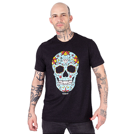 Camiseta Caveira Mexicana Preta Jaguar.
