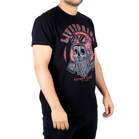 Camiseta Moto Skull Ride Preta.