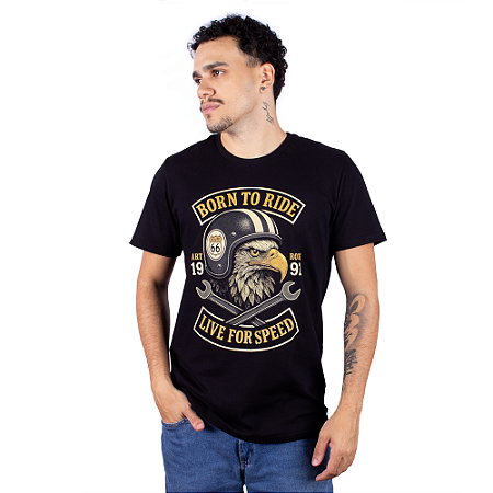 Camiseta Born To Ride - Preta
