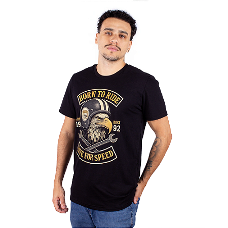 Camiseta Born To Ride - Preta