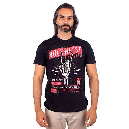Camiseta Rock Fest Preta.