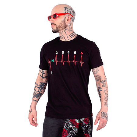 Camiseta Moto Marcha 6V Preta.