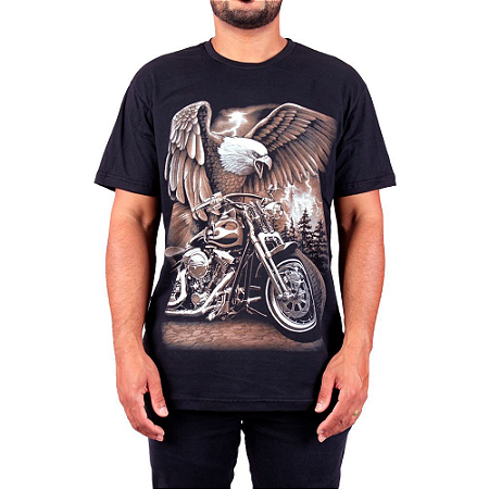 Camiseta Moto Águia Full Preta.