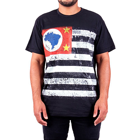Camiseta Bandeira São Paulo Full Preta.