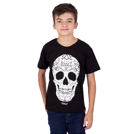 Camiseta Juvenil Caveira Mexicana III Preta