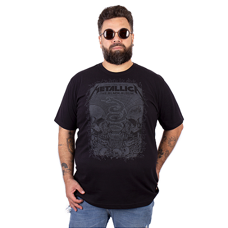 Camiseta Plus Size Metallica The Black Álbum Preta Oficial