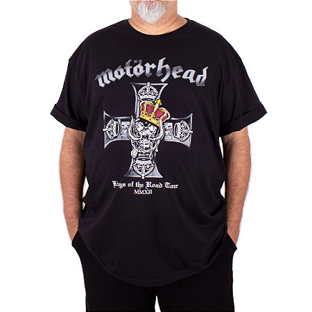 Camiseta Plus Size Motorhead Kings Of The Road Tour Preta Oficial