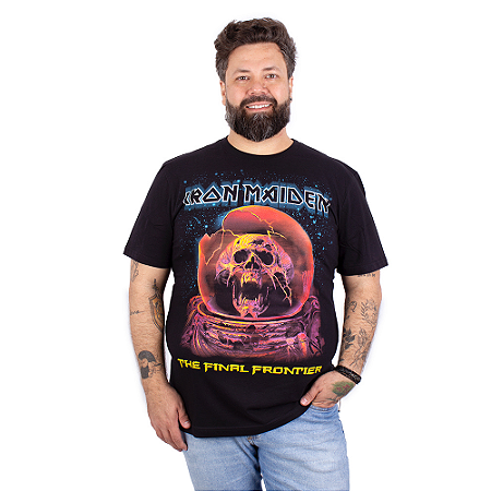 Camiseta Plus Size Iron Maiden The Final Frontier Preta Oficial