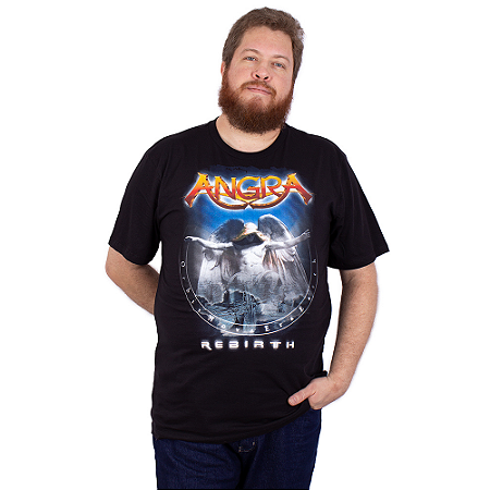 Camiseta Plus Size Angra Rebirth Preta Oficial