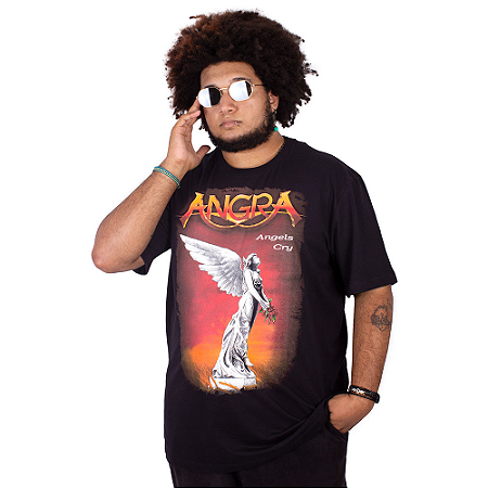 Camiseta Plus Size Angra Angels Cry Preta Oficial
