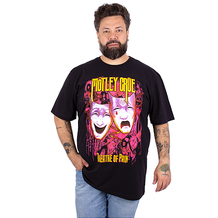 Camiseta Plus Size Mötley Crüe Preta Oficial